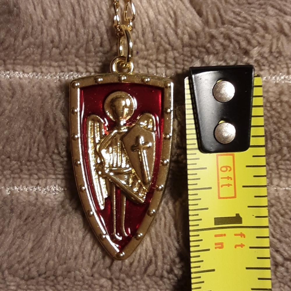Handmade St. Michael Shield Medal Necklace, Worriors Shield Of St. Michael - Picture 2 of 2